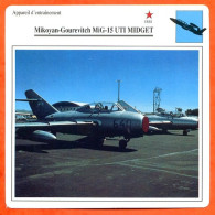 Fiche Aviation Mikoyan Gourevitch MiG 15 UTI MIDGET  / Avion Appareil D'entrainement URSS Avions - Vliegtuigen