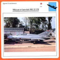Fiche Aviation Mikoyan Et Gurevitch MiG 21 UM   / Avion Appareil D'entrainement URSS Avions - Airplanes