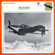 Fiche Aviation Miles MASTER  / Avion Appareil D'entrainement UK  Avions - Vliegtuigen