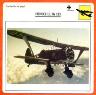 Fiche Aviation HENSCHEL Hs 123  / Avion Bombardier En Piqué  Allemagne  Avions - Avions