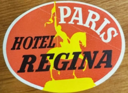 France Paris Regina Hotel Label Etiquette Valise - Etiquettes D'hotels