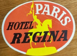 France Paris Regina Hotel Label Etiquette Valise - Hotel Labels
