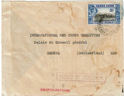 REF CTN89/PM - SIERRA LEONE LETTRE POUR LA CROIX ROUGE GENEVE 26/11/1941 CENSURE - Sierra Leone (...-1960)