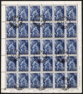 1953 Complete Sheet 5 X 5 UNO 30 D With Overprint STT VUJA With Original Cancel KOPER-CAPODISTRIA.  1642 - Usados