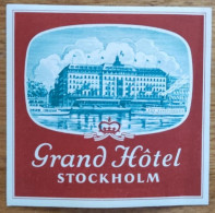 Sweden Stockholm Grand Hotel Label Etiquette Valise - Etiquetas De Hotel