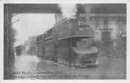 PARIS-75016- INONDATION 1910è TRAMWAYS LOUVRE-VERSAILLES AU QUI DE PASSY - Paris (16)