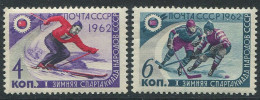 Soviet Union:Russia:USSR:Unused Stamps I Winter Spartakiad, Skiing, Ice Hockey, 1962, MNH - Invierno