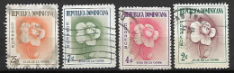 DOMINICAINE   -   1957 - 58.    Y&T N° 467 à 468  &  494 à 495 Oblitérés.   Fleurs - Dominican Republic