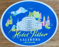 Austria Salzburg Piller Hotel Label Etiquette Valise - Etiquetas De Hotel