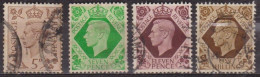 Avènement Du Roi George VI - GRANDE BRETAGNE - 1937 - N° 216-218-221A-222 - Oblitérés