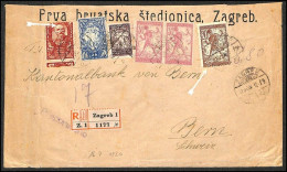 1920 PETAR WITH "HAIR", Typical Plate Error + FOLD On 20 V On Five-color Registered Letter 1521 - Slowenien