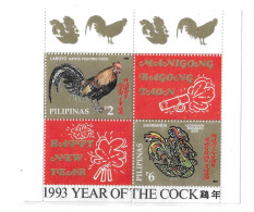 Philippines 1992 New Year Rooster Cock S/S MNH - Filippine