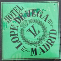 Spain Madrid Lope De Vega Hotel Label Etiquette Valise - Etiquetas De Hotel