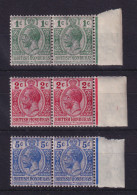 British Honduras (Belize) 1915 Georg V. Mi.-Nr. 76-78 Randpaare Postfrisch ** - Belice (1973-...)