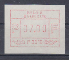 Belgien FRAMA-ATM P3016 Gummidruck Mit ENDSTREIFEN  Wert 07,00 BFr. ** - Autres & Non Classés