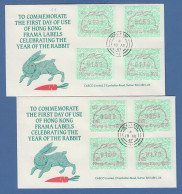 Hongkong FRAMA-ATM 1987 Hase , Aut-Nr. 01 Und 02 Je Offiz. FDC Mit Satz 4 Werte - Autres & Non Classés