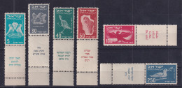 Israel 1950 Vogeldarstellungen Mi.-Nr. 33-38 Mit Full-Tab Postfrisch ** - Autres & Non Classés