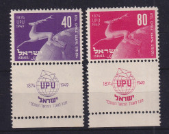 Israel 1950 Weltpostverein UPU Mi.-Nr. 28-29 Mit Full-Tab Postfrisch ** - Autres & Non Classés