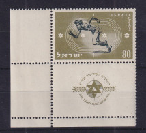 Israel 1950 Makkabiade Mi.-Nr. 41 Mit Full-Tab Eckrand UL Postfrisch ** - Autres & Non Classés