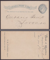 Bedarfs-Ganzsache, O, 1889, Zudruck "Bank Of Hamilton" - 1860-1899 Victoria