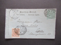 Österreich 1896 Kartenbrief K 19 (Poln.-Ruth.) Mit Zusatzfrankatur 2 Kreuzer Strichstempel Marienbad Nach Eger Gesendet - Postbladen
