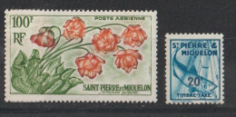 Timbres Saint Pierre Et Miquelon Fleur , Poisson Taxe Poste Aérienne - Otros & Sin Clasificación