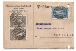 TIMBRE Allemagne  1923   2 Empreimtes à 3000 Marks + 2000 Marks (1)  BIEBRICH Mitteldeutfche  Mains (740) - 1922-1923 Emissioni Locali