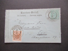 Österreich 1896 Kartenbrief K 19 (Poln.-Ruth.) Mit Zusatzfrankatur 2 Kreuzer Großer K2 Marienbad Bahnhof - Eger - Cartas-Letras