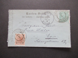 Österreich 1896 Kartenbrief K 19 (Poln.-Ruth.) Mit Zusatzfrankatur 2 Kreuzer Großer K2 Marienbad Bahnhof - Eger - Cartas-Letras