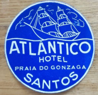 Brasil Santos Praia Do Gonzaga Atlantico Hotel Label Etiquette Valise - Etiquettes D'hotels