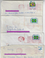 Brazil 1991/1996 4 Shipped Cover With Definitive Stamp And With Postmark In Red Ink (the Ink Of Meter Stamp Machines) - Cartas & Documentos