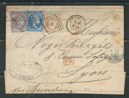 GRECE 1871 Bel Affranchissement Tricolore Mais Pli D'archive D'Athenes Pour Lyon - Cartas & Documentos