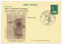 CP Entier Repiqué 0,80 Bequet - Garde-barrière 19ème S - 35e Expo Des Cheminots Philatélistes - PARIS -11/13 Fév 1978 - Postales  Transplantadas (antes 1995)