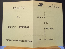 Code Postal, Carte D'information " Pensez Au Code Postale" 71620  Saint Martin En Bresse - Cartas & Documentos