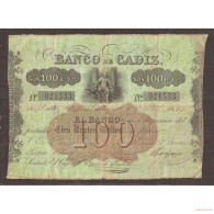 Billete 100 Reales De Vellón  1862  Banco De Cádiz  2ª Emisión  MBC- - Sonstige & Ohne Zuordnung