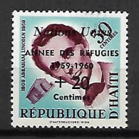 HAITI   -  1959.  Y&T N° 419 *.   A. Lincoln.  Surchargé.   Année Des Réfugiés - Haïti