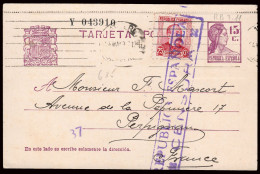 España - Entero Postal - Edi O 69b FAS - Entero Postal Letra "Y" De Barcelona A Francia - 1850-1931