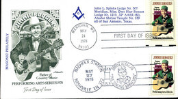 United States, FDC, Nashville, Masonic Philately, Jimmie Rodgers, Father Of Country Music - Francmasonería