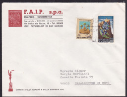 1976 San Marino Saint Marin STORIA POSTALE Busta F.A.I.P Spa Viaggiata Casalecchio Di Reno Cm.17,50x15 - Storia Postale