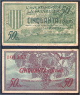 Billete Local 1937 Ajuntament De Fatarella 50 Cts - Altri & Non Classificati