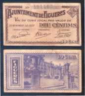 Billete Local 1937 Ajuntament De Figueres 10 Cts - Altri & Non Classificati