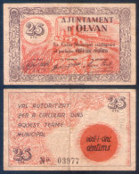 Billete Local Ajuntament De Olvan 25 Centims. - Other & Unclassified