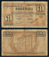 Billete Local 1937 Ajuntament De Solsona  1 Peseta - Sonstige & Ohne Zuordnung