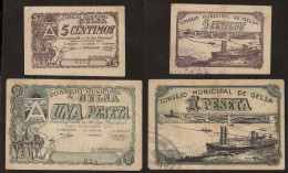 Billete Local 1937 Consejo Municipal De Gelsa ( Zaragoza ) 5 Cts. Y 1 Peseta - Andere & Zonder Classificatie