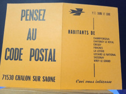 Code Postal, Carte D'information " Pensez Au Code Postale" 71530  Chalon Sur Saone - Briefe U. Dokumente