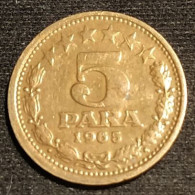 YOUGOSLAVIE - YUGOSLAVIA - 5 PARA 1965 - KM 42 - Yugoslavia