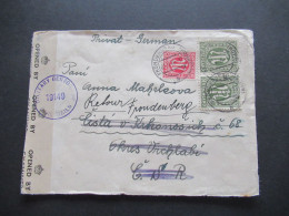 Bizone Am Post MiF 1.4.1946 Auslandsbrief In Die CSR Mit Zensurstempel Und Zensurstreifen / Retour Fröndenberg (Ruhr) - Storia Postale