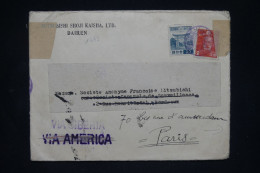 JAPON - Enveloppe Commerciale De Dairen Pour Paris En 1941 Avec Contrôle Allemand - L 150111 - Covers & Documents