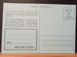 Code Postal, Carte Postale Bleue En Franchise.  BELFORT CEDEX. Neuve - Brieven En Documenten