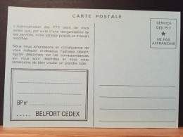 Code Postal, Carte Postale Bleue En Franchise.  BELFORT CEDEX. Neuve - Covers & Documents